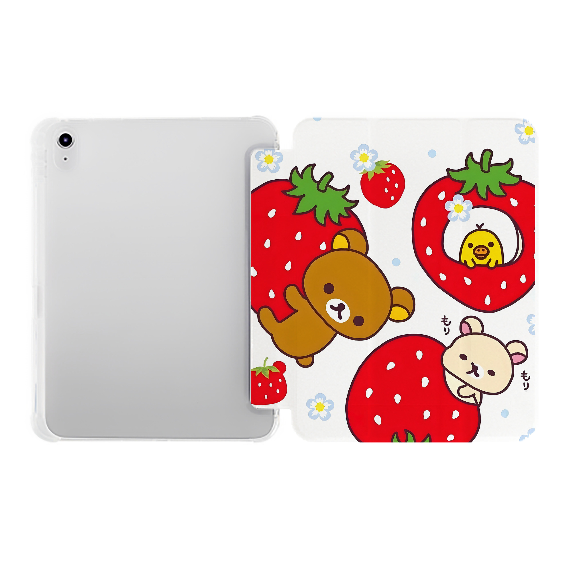 （画像用） リラックマ リラックマ キイロイトリ Rilakkuma Korilakkuma Kiiroitori IPad ケース ペン収納付き 三つ折りスタンド PUレザー×シリコン 対応機種9.5/10.5/10.9インチ